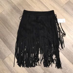 Zara suede Fringe Skirt